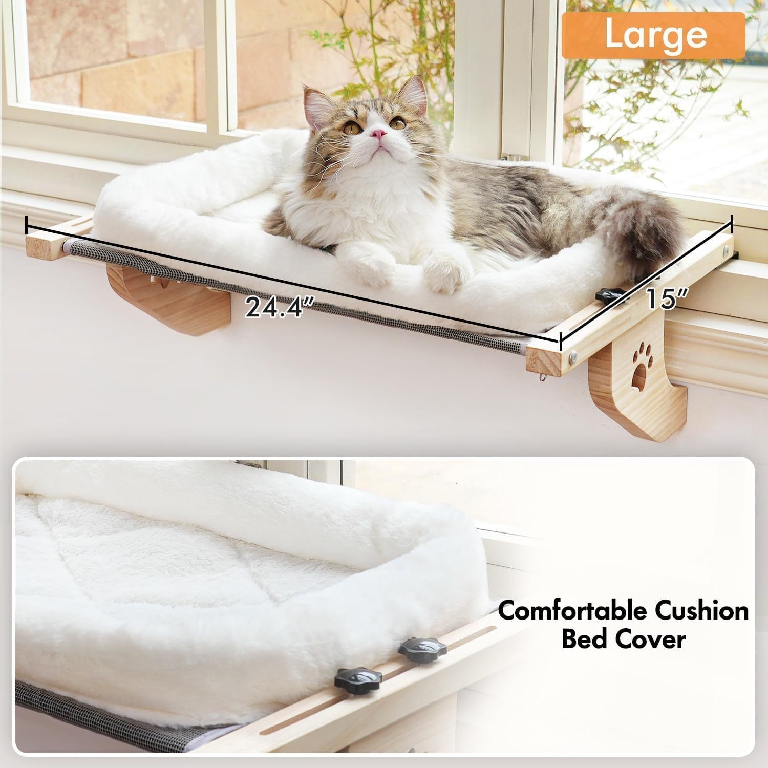 Warm Window Nest Hammock for Happy, Lounging Cats